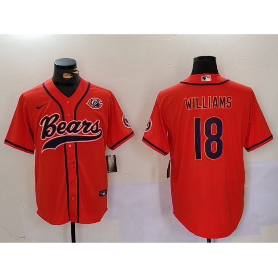 Men's Chicago Bears #18 Caleb Williams Orange Throwback With Cool Base Stitched Baseball Jersey - Ujersey