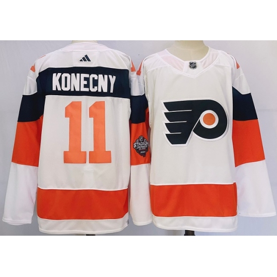 Men's Philadelphia Flyers #11 Travis Konecny White 2024 Stadium Series Stitched Jersey - Ujersey