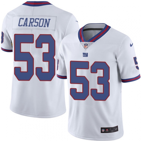 Men's Nike New York Giants #53 Harry Carson Elite White Rush Vapor Untouchable NFL Jersey - Ujersey