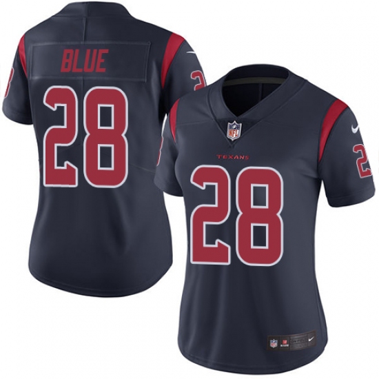 Women's Nike Houston Texans #28 Alfred Blue Limited Navy Blue Rush Vapor Untouchable NFL Jersey - Ujersey