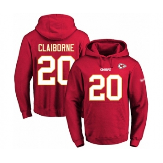 Football Men's Kansas City Chiefs #20 Morris Claiborne Red Name & Number Pullover Hoodie - Ujersey