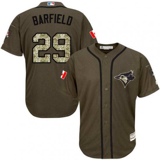 Men's Majestic Toronto Blue Jays #29 Jesse Barfield Authentic Green Salute to Service MLB Jersey - Ujersey