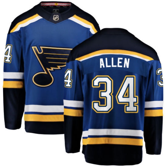 Men's St. Louis Blues #34 Jake Allen Fanatics Branded Royal Blue Home Breakaway NHL Jersey - Ujersey