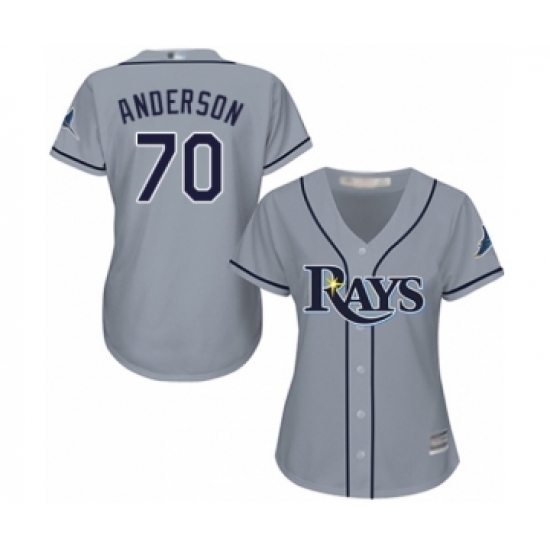Women's Tampa Bay Rays #70 Nick Anderson Authentic Grey Road Cool Base Baseball Player Jersey