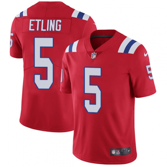 Youth Nike New England Patriots #5 Danny Etling Red Alternate Vapor Untouchable Limited Player NFL Jersey - Ujersey