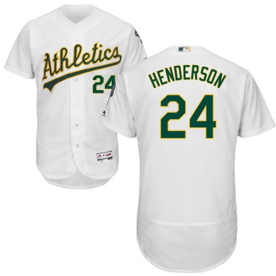 Men's Majestic Oakland Athletics #24 Rickey Henderson White Home Flex Base Authentic Collection MLB Jersey - Ujersey