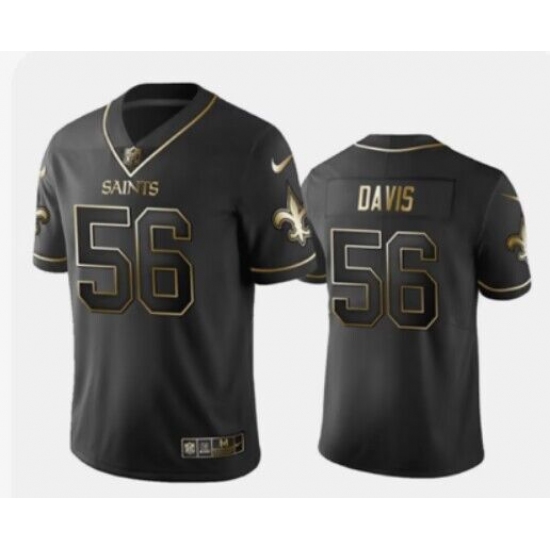 Men's Nike New Orleans Saints #56 DeMario Davis Black Gold Stitched Football Vapor Untouchable Limited Jersey - Ujersey