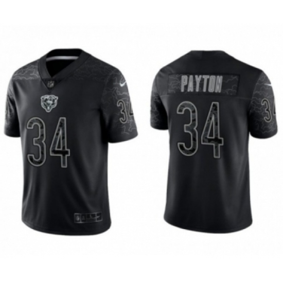 Men's Chicago Bears #34 Walter Payton Black Reflective Limited Stitched Football Jersey - Ujersey