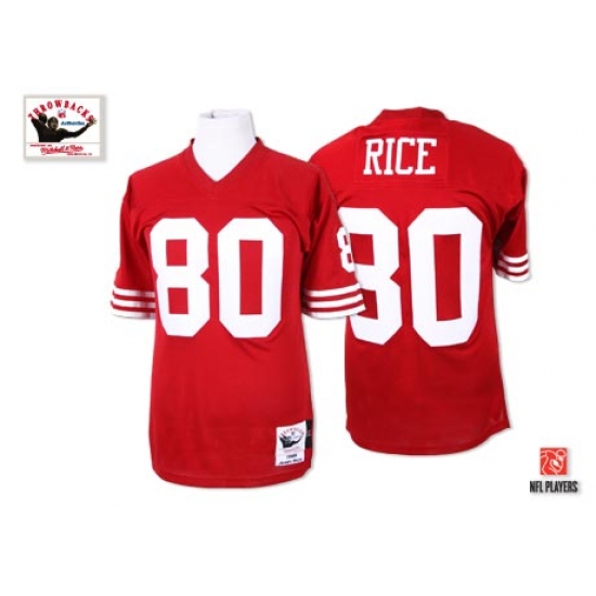 Mitchell and Ness San Francisco 49ers #80 Jerry Rice Authentic Red Team Color Throwback NFL Jersey - Ujersey