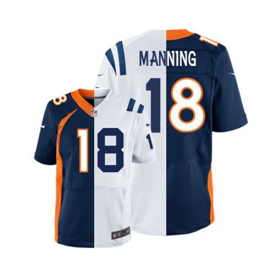 Men's Nike Denver Broncos #18 Peyton Manning Game Orange/Royal Blue Split Fashion NFL Jersey - Ujersey