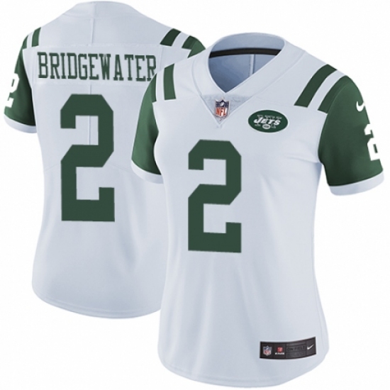 Women's Nike New York Jets #2 Teddy Bridgewater White Vapor Untouchable Limited Player NFL Jersey - Ujersey