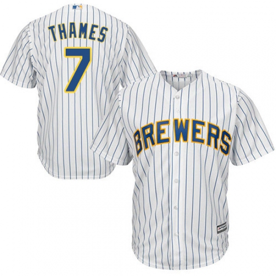 Youth Majestic Milwaukee Brewers #7 Eric Thames Authentic White Alternate Cool Base MLB Jersey - Ujersey