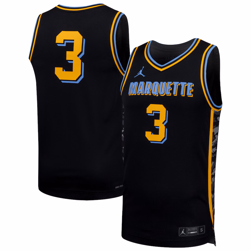 Men's Nike #3 Black Marquette Golden Eagles Replica Basketball Jersey - SUjersey01