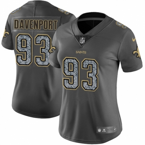 Women's Nike New Orleans Saints #93 Marcus Davenport Limited Black 2016 Salute to Service NFL Jersey - Ujersey