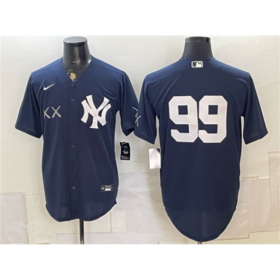 Men's New York Yankees x KAWS #99 Aaron Judge Navy Stadium Stitched Baseball Jersey - Ujersey