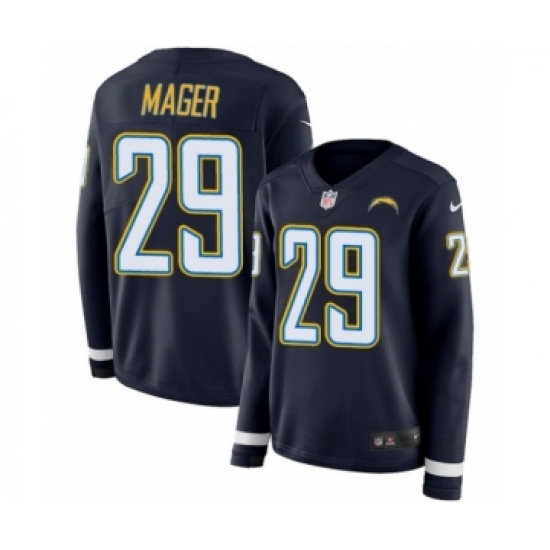 Women's Nike Los Angeles Chargers #29 Craig Mager Limited Navy Blue Therma Long Sleeve NFL Jersey - Ujersey
