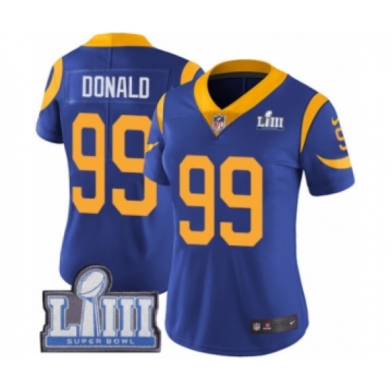Women's Nike Los Angeles Rams #99 Aaron Donald Royal Blue Alternate Vapor Untouchable Limited Player Super Bowl LIII Bound NFL Jersey - Ujersey