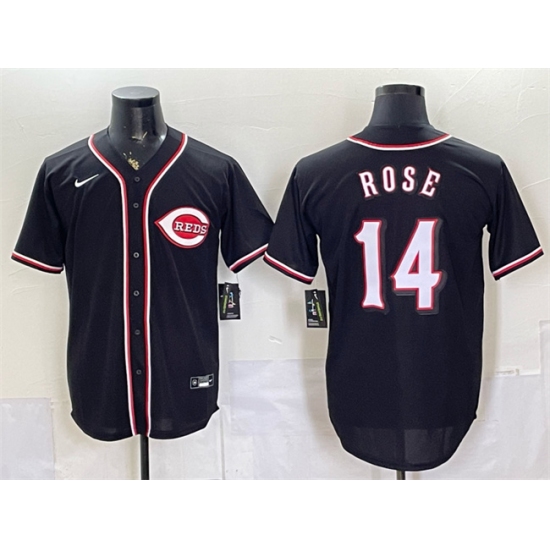 Men's Cincinnati Reds #14 Pete Rose 2026 Fashion Replica Black Out Stitched Baseball Jersey