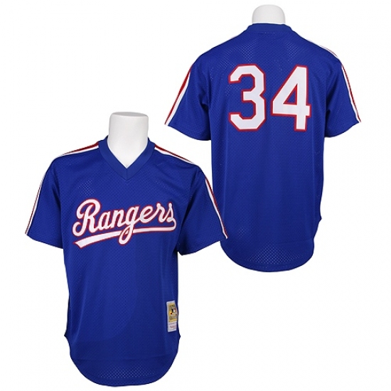 Men's Mitchell and Ness 1989 Texas Rangers #34 Nolan Ryan Replica Royal Blue Throwback MLB Jersey - Ujersey