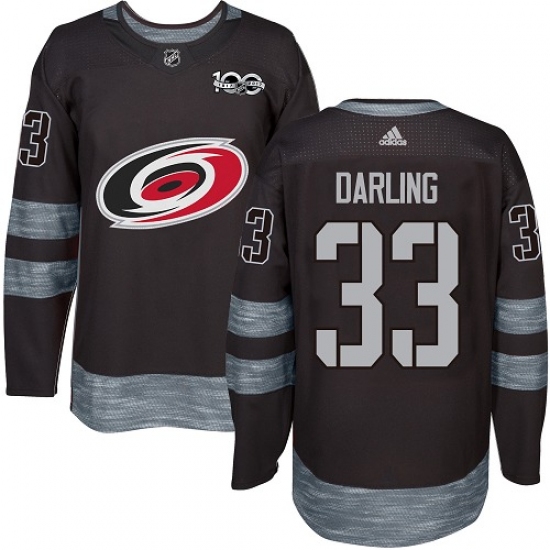 Men's Adidas Carolina Hurricanes #33 Scott Darling Authentic Black 1917-2017 100th Anniversary NHL Jersey