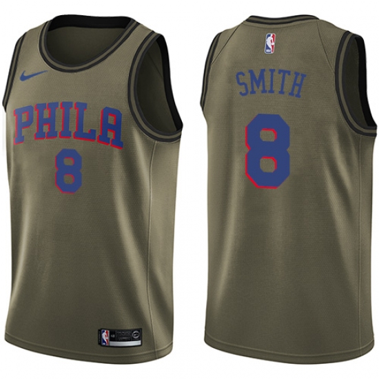 Men's Nike Philadelphia 76ers #8 Zhaire Smith Swingman Green Salute to Service NBA Jersey - Ujersey
