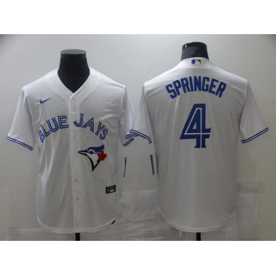 Men's Toronto Blue Jays #4 George Springer White Nike Royal Alternate Replica Player Jersey - Ujersey