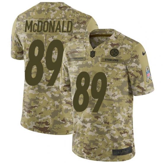 Youth Nike Pittsburgh Steelers #89 Vance McDonald Limited Camo 2018 Salute to Service NFL Jersey - Ujersey