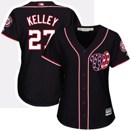 Women's Majestic Washington Nationals #27 Shawn Kelley Authentic Navy Blue Alternate 2 Cool Base MLB Jersey - Ujersey