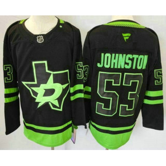 Men's Dallas Stars #53 Wyatt Johnston Black Alternate Authentic Jersey - Ujersey