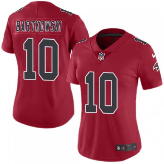 Women's Nike Atlanta Falcons #10 Steve Bartkowski Limited Red Rush Vapor Untouchable NFL Jersey - Ujersey