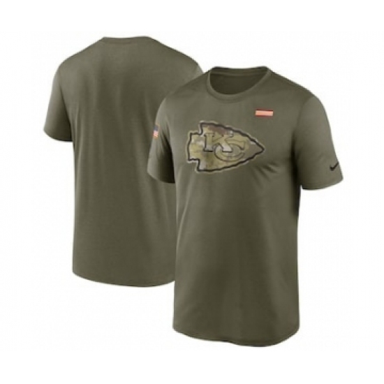Men's Kansas City Chiefs Football Olive 2021 Salute To Service Legend Performance T-Shirt - Ujersey