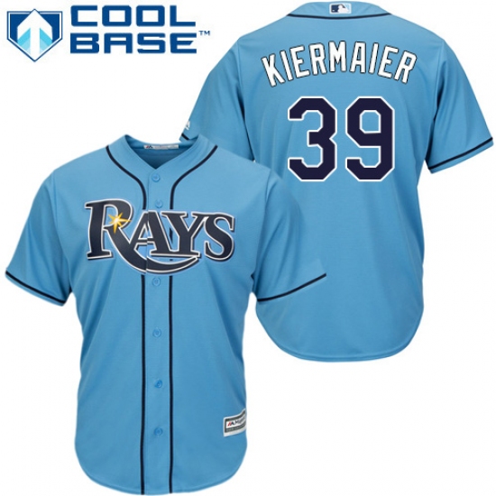 Youth Majestic Tampa Bay Rays #39 Kevin Kiermaier Authentic Light Blue Alternate 2 Cool Base MLB Jersey - Ujersey
