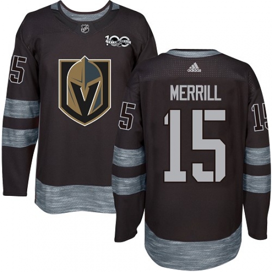 Men's Adidas Vegas Golden Knights #15 Jon Merrill Authentic Black 1917-2017 100th Anniversary NHL Jersey - Ujersey