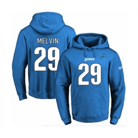 Football Men's Detroit Lions #29 Rashaan Melvin Blue Name & Number Pullover Hoodie - Ujersey