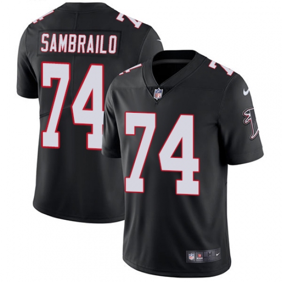 Youth Nike Atlanta Falcons #74 Ty Sambrailo Black Alternate Vapor Untouchable Limited Player NFL Jersey - Ujersey