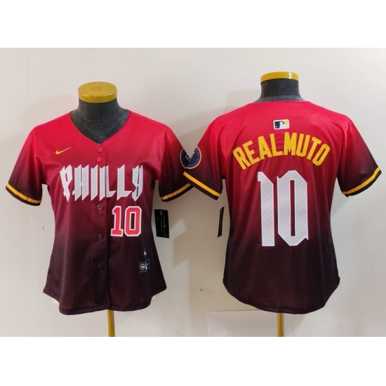 Women's Philadelphia Phillies #10 JT Realmuto Number Red 2024 City Connect Limited Jersey - Ujersey
