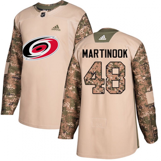 Men's Adidas Carolina Hurricanes #48 Jordan Martinook Authentic Camo Veterans Day Practice NHL Jersey - Ujersey