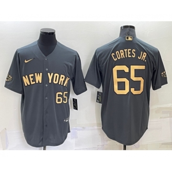 Men's New York Yankees #65 Nestor Cortes Jr Number Grey 2022 All Star Stitched Cool Base Nike Jersey - Ujersey
