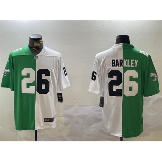 Men's Philadelphia Eagles #26 Saquon Barkley Green White Split Vapor Untouchable Limited Stitched Football Jersey - Ujersey
