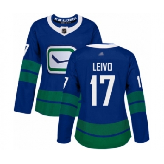 Women's Vancouver Canucks #17 Josh Leivo Authentic Royal Blue Alternate Hockey Jersey