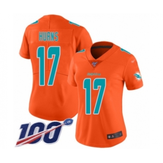 Women's Miami Dolphins #17 Allen Hurns Limited Orange Inverted Legend 100th Season Football Jersey - Ujersey