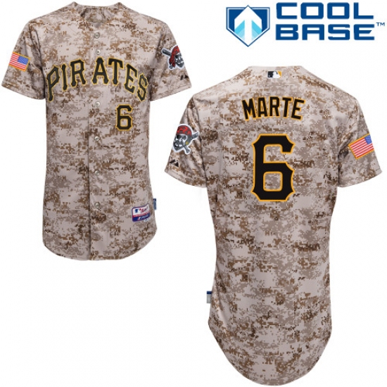 Men's Majestic Pittsburgh Pirates #6 Starling Marte Replica Camo Alternate Cool Base MLB Jersey - Ujersey