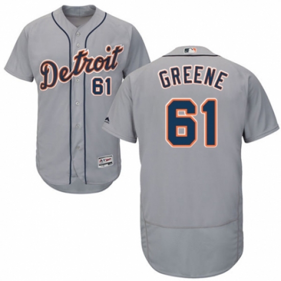 Men's Majestic Detroit Tigers #61 Shane Greene Grey Road Flex Base Authentic Collection MLB Jersey - Ujersey