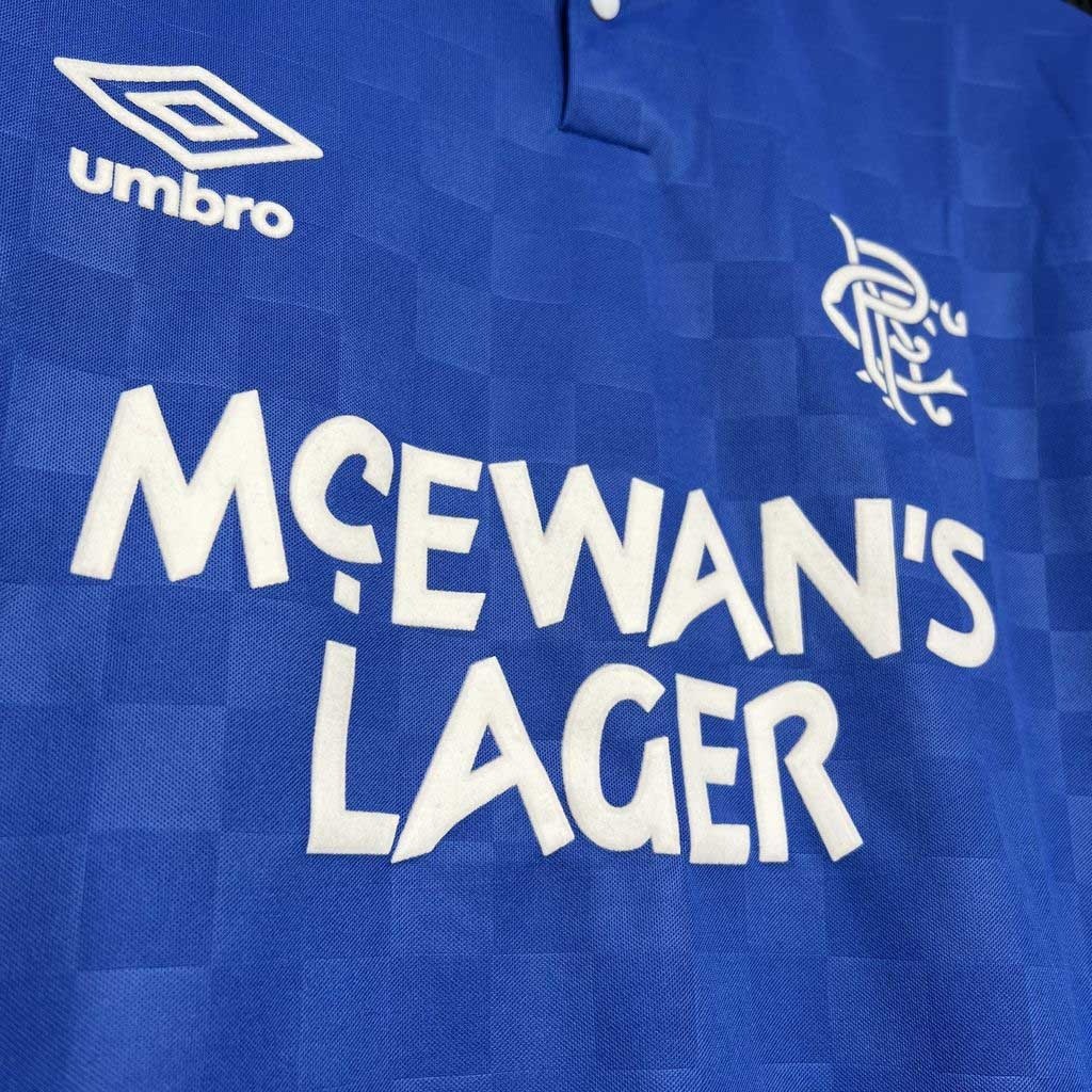Rangers FC Retro Soccer Jersey Home Custom Shirt 1987-90 - ujerseystore