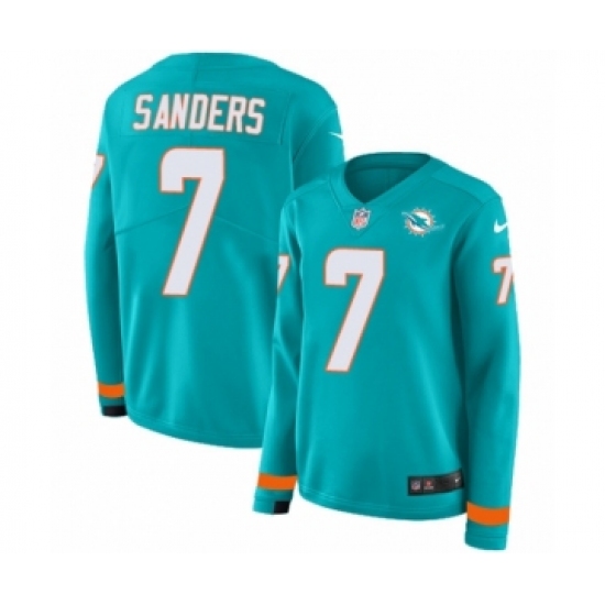 Women's Nike Miami Dolphins #7 Jason Sanders Limited Aqua Therma Long Sleeve NFL Jersey - Ujersey