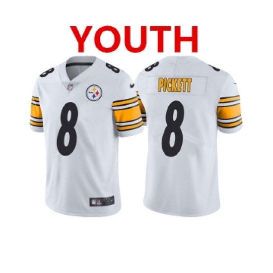 Youth Pittsburgh Steelers #8 Kenny Pickett 2022 White Vapor Untouchable Limited Stitched Jersey - Ujersey