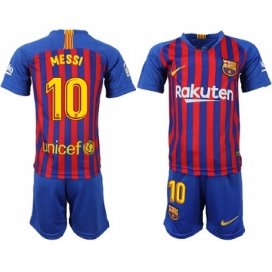 Barcelona #10 Messi Home Kid Soccer Club Jersey