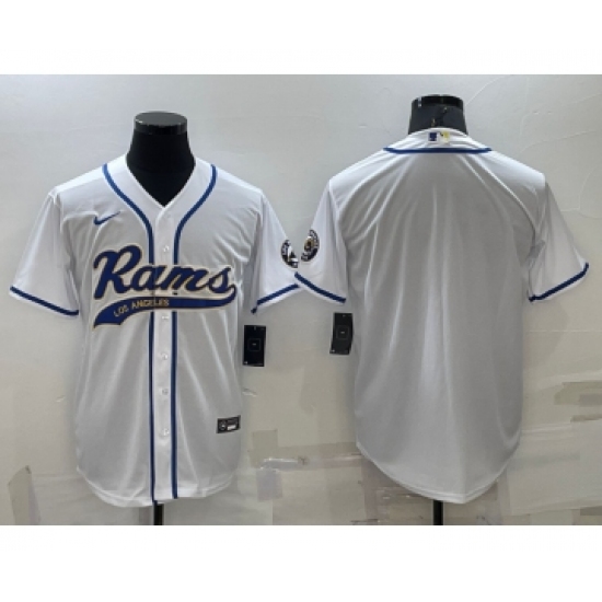 Men's Los Angeles Rams Blank White Stitched MLB Cool Base Nike Baseball Jersey - Ujersey