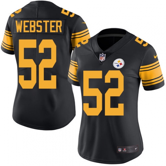 Women's Nike Pittsburgh Steelers #52 Mike Webster Limited Black Rush Vapor Untouchable NFL Jersey - Ujersey
