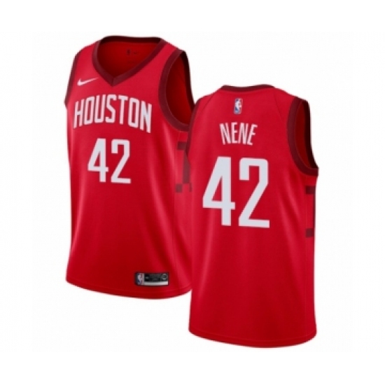 Women's Nike Houston Rockets #42 Nene Red Swingman Jersey - Earned Edition - Ujersey